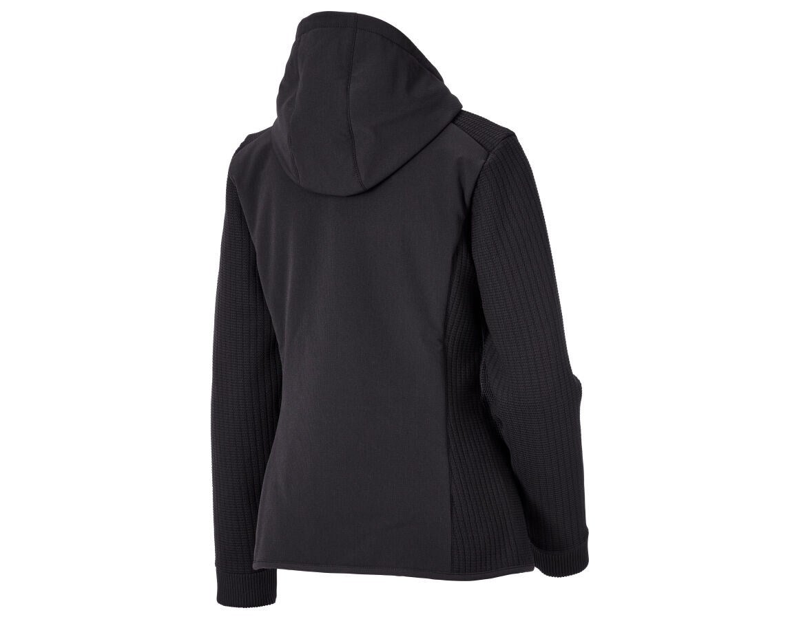 Secondary image Heated hybrid hooded knitted jacket e.s.trail,lad. black