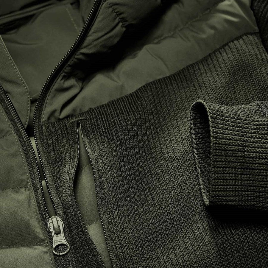 Detailed image Hybrid hooded knitted jacket e.s.motion ten disguisegreen melange