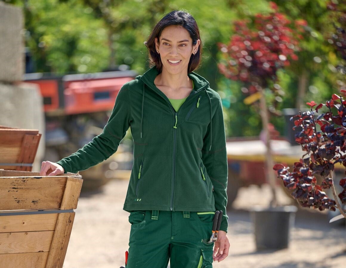 Main action image Hooded fleece jacket e.s.motion 2020, ladies' green