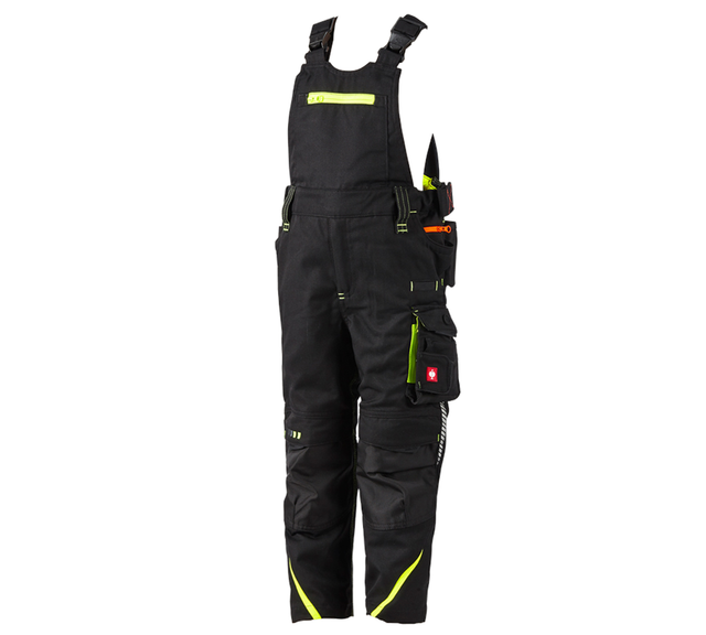 Primary image Children's bib & brace e.s.motion 2020 black/high-vis yellow/high-vis orange
