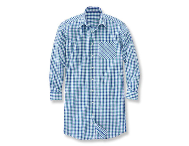 Primary image Long sleeved shirt Hamburg, extra long royalblue/lagoon/white