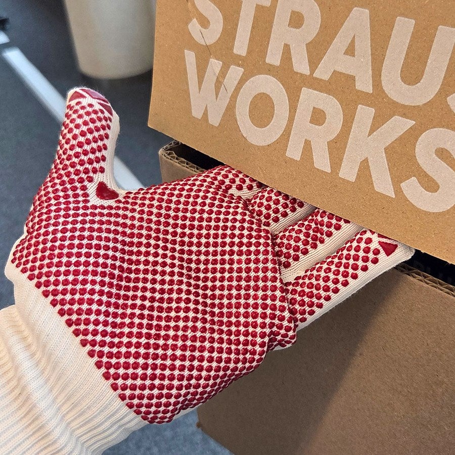 Detailed image PVC knitted gloves Rondo white