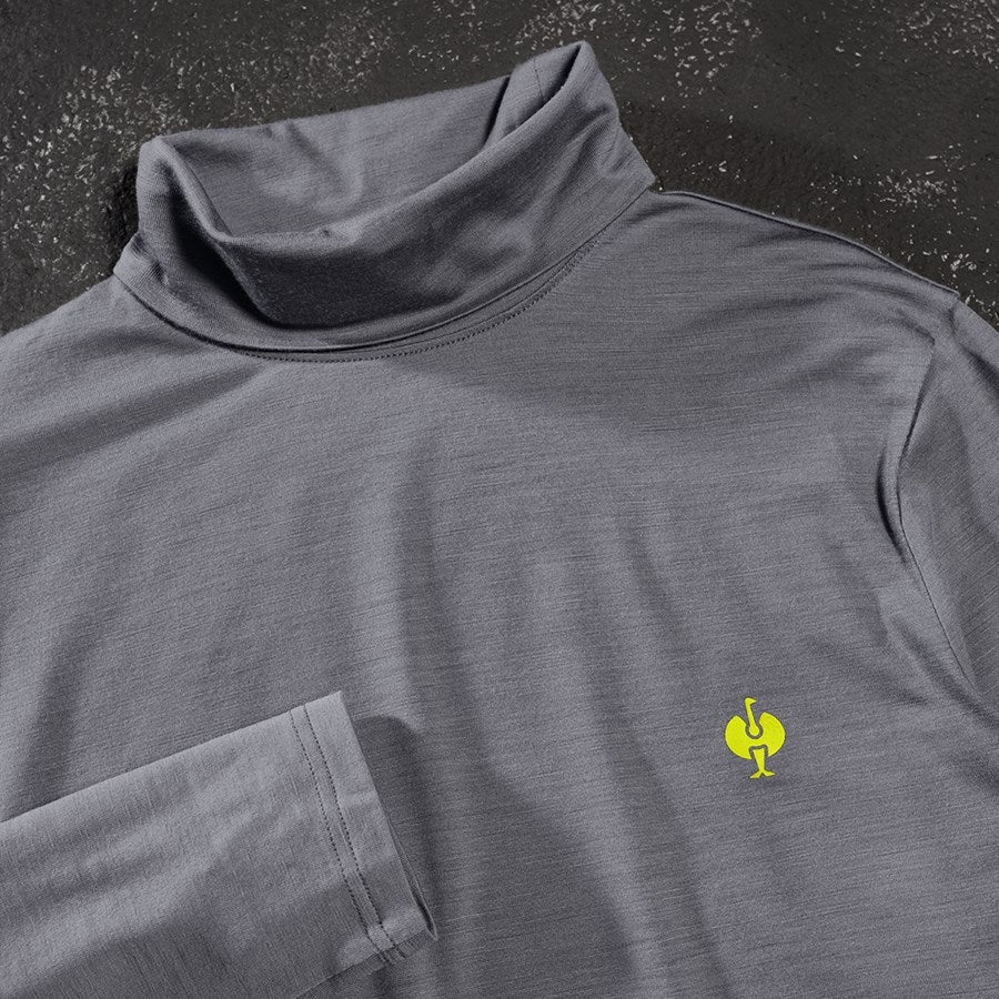 Detailed image Turtle neck shirt Merino e.s.trail basaltgrey/acid yellow