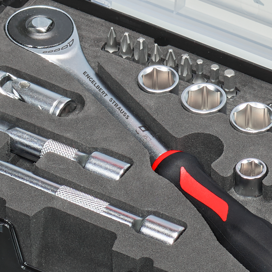 Detailed image Socket wrench set lockfix 3/8 in STRAUSSbox mini undefined