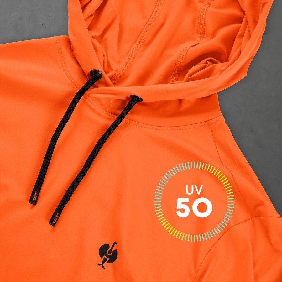 Detailed image Visibility function. hoody-longsleeve UV e.s.trail high-vis orange/black