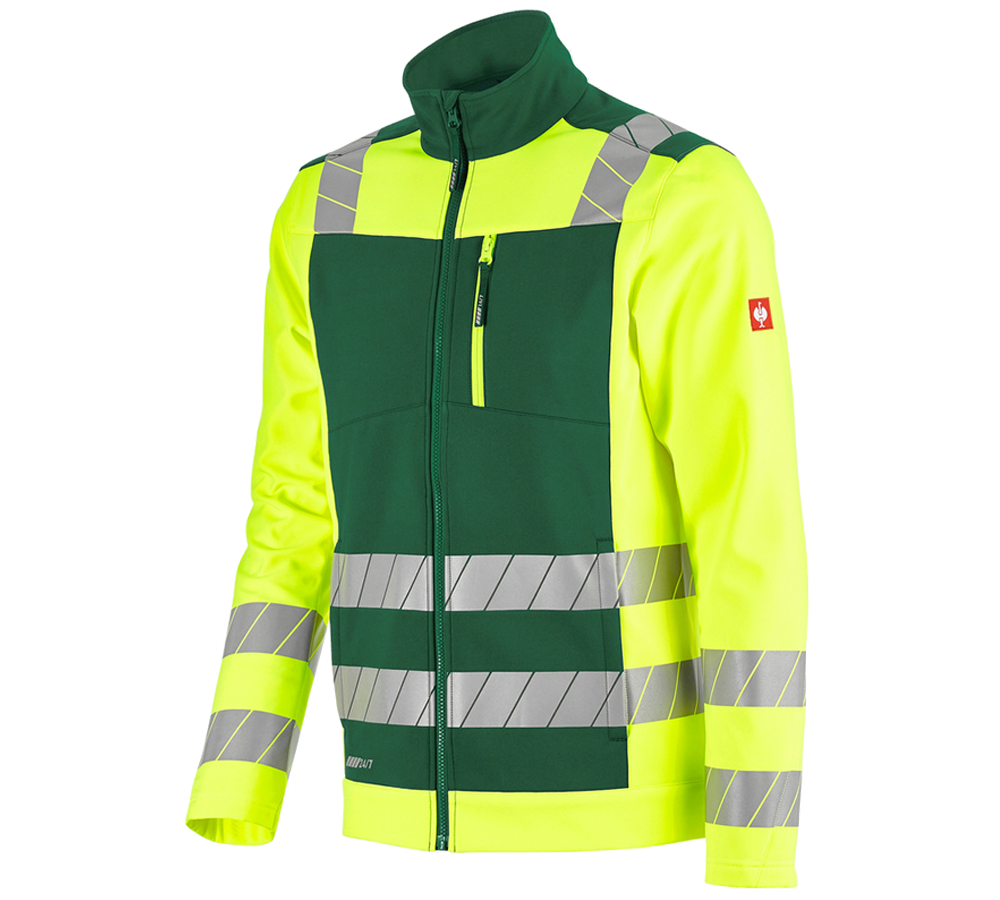 Primary image High-vis softshell jacket e.s.motion 24/7 green/high-vis yellow