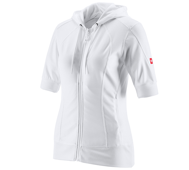 Primary image e.s.Funct. hooded jacket stripe 3/4-sleeve,ladies' white