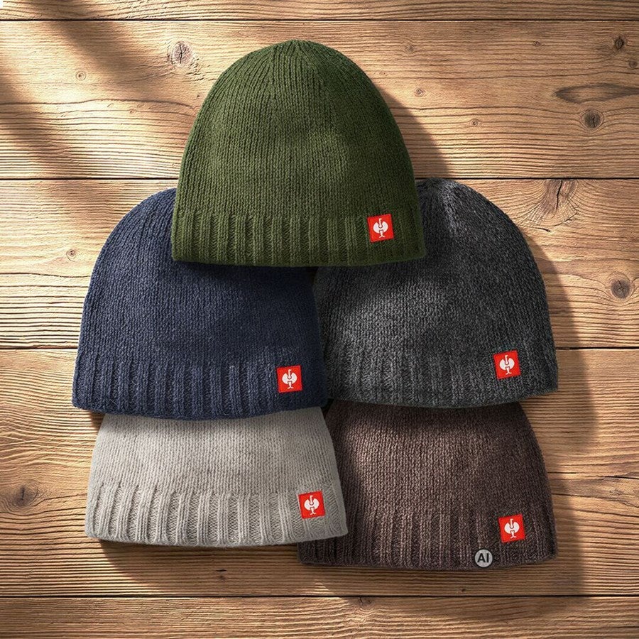 Detailed image e.s. Chunky knit hat titanium - AI generated / modified
