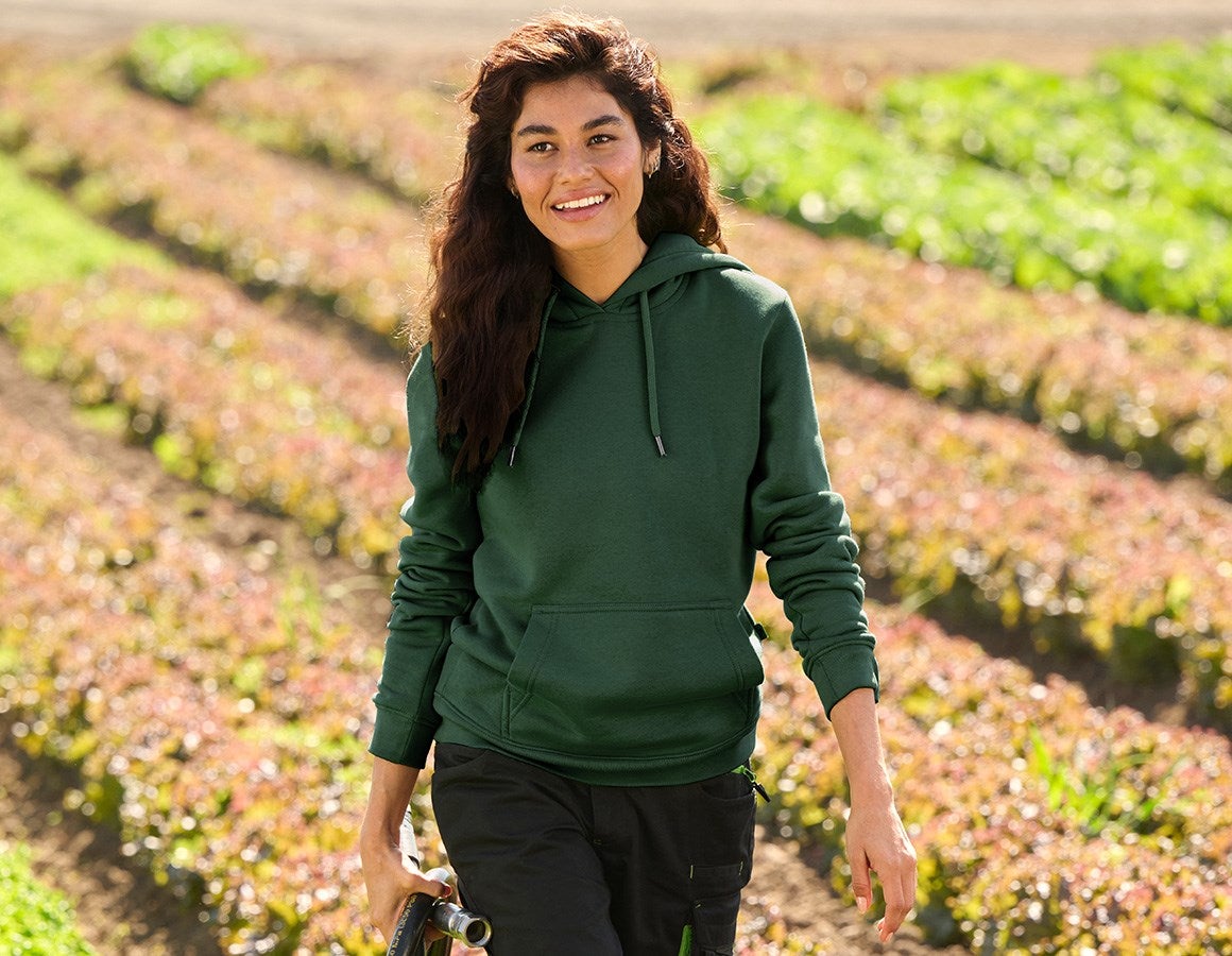 Main action image e.s. Hoody-sweatshirt poly cotton, ladies' green