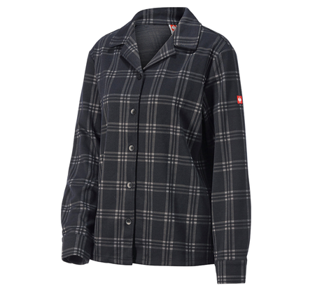 Primary image e.s. Checkered Pyjama Top, ladies' black/basaltgrey