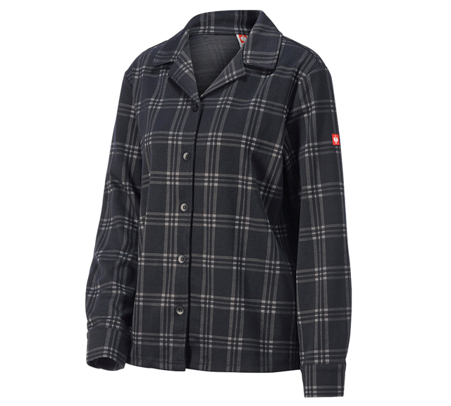Primary image e.s. Checkered Pyjama Top, ladies' black/basaltgrey