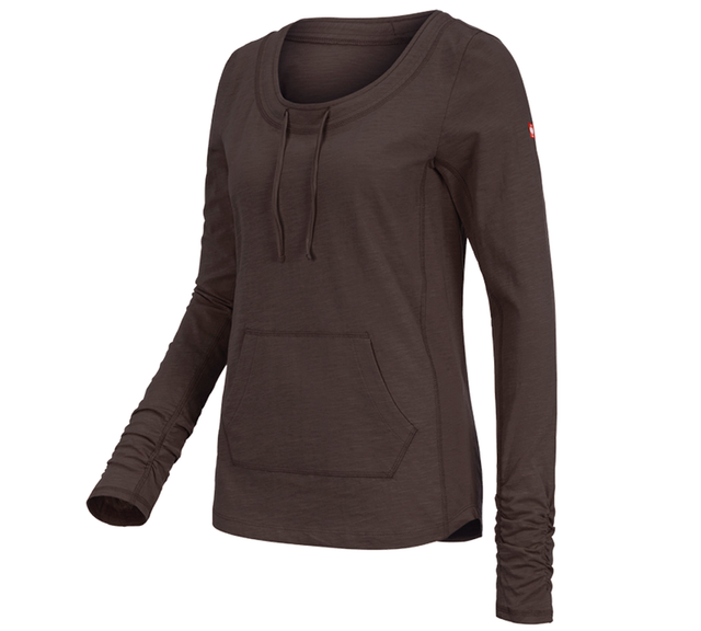 Primary image e.s. Longsleeve cotton slub, ladies' chestnut