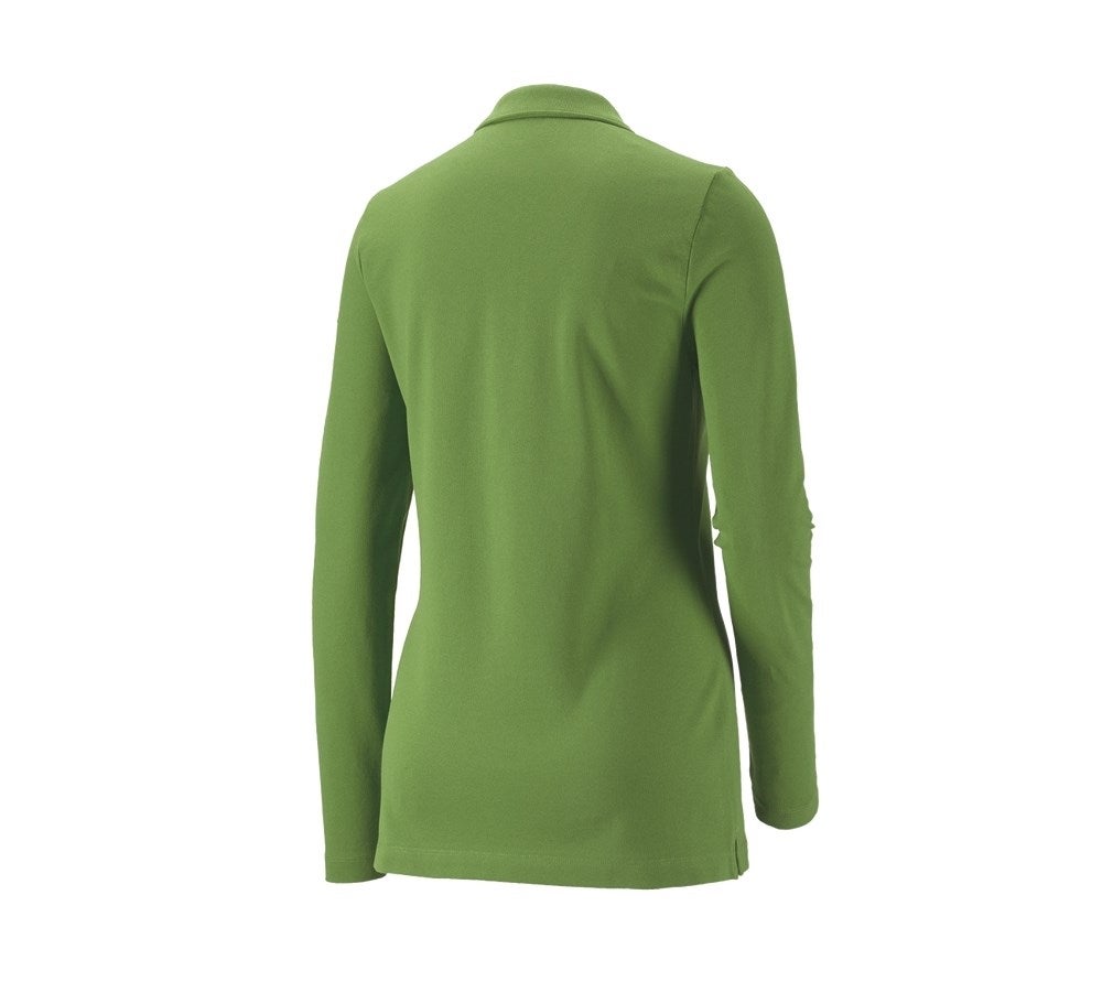 Secondary image e.s. Pique-Polo longsleeve cotton stretch,ladies' seagreen