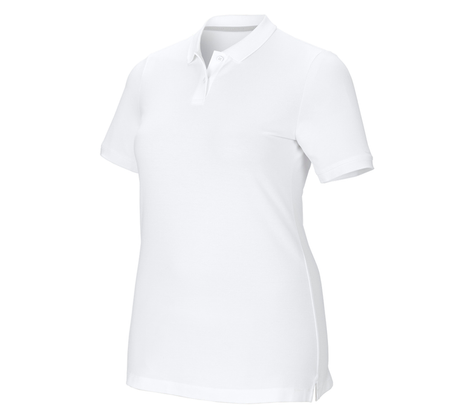 Primary image e.s. Pique-Polo cotton stretch, ladies', plus fit white