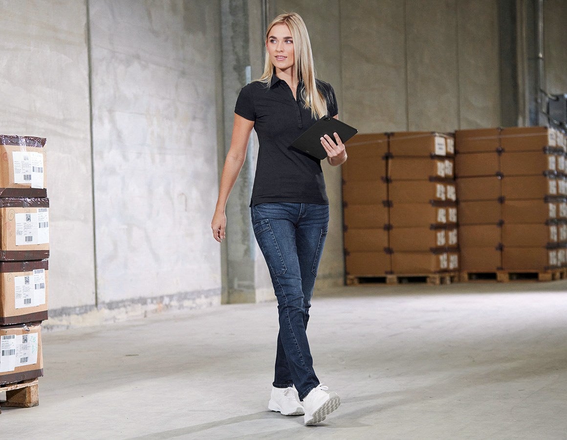 Additional image 1 e.s. Polo shirt cotton stretch, ladies' black