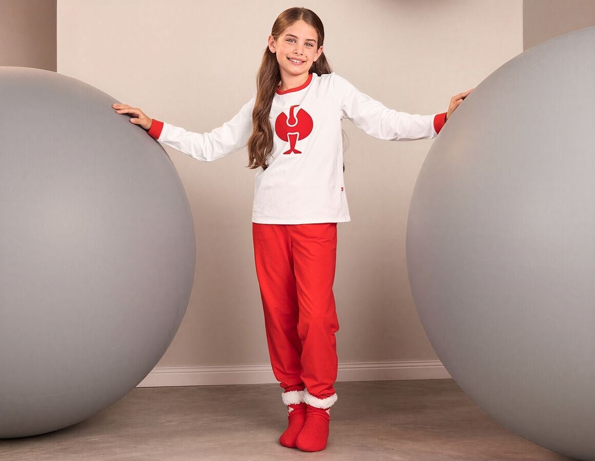 Additional image 1 e.s. Pyjama longsleeve cotton stretch, children’s white/straussred