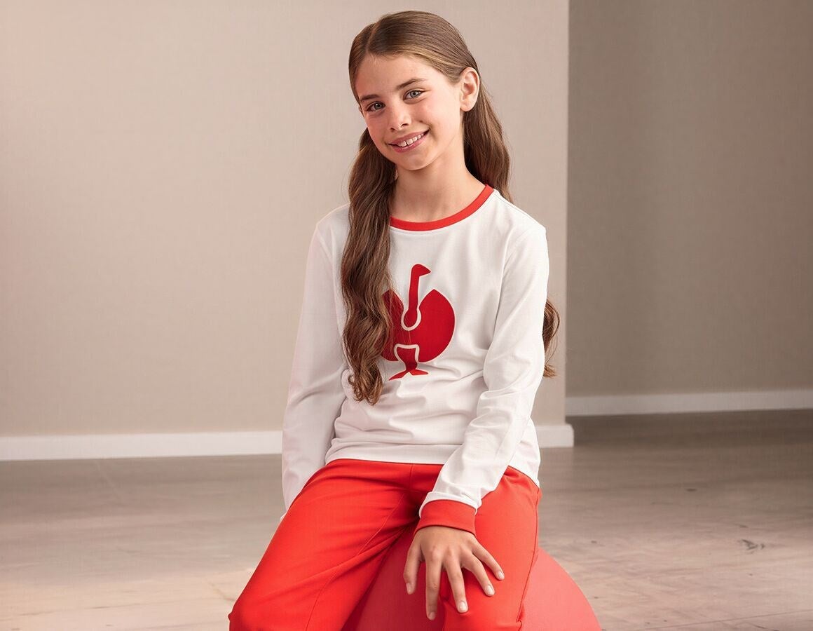 Main action image e.s. Pyjama longsleeve cotton stretch, children’s white/straussred