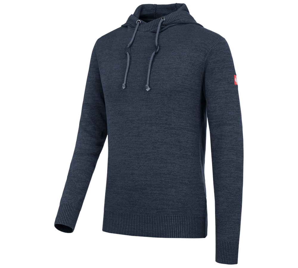 Primary image e.s. Knitted hoody midnightblue melange