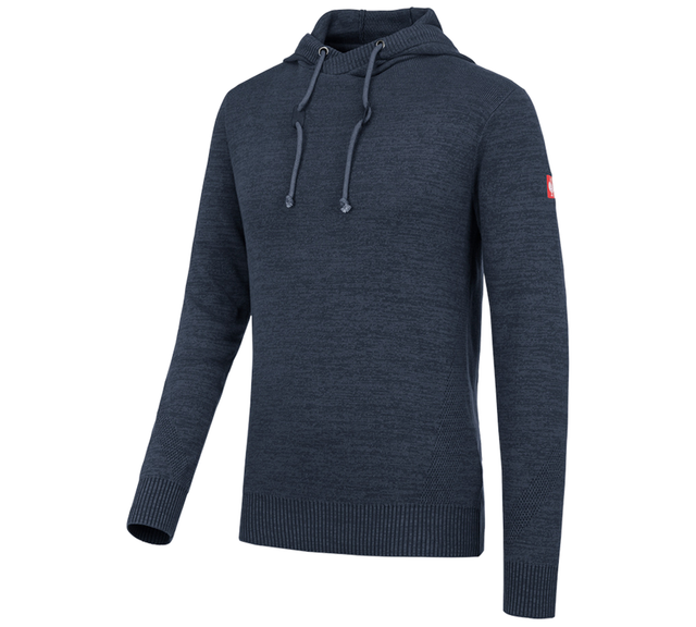 Primary image e.s. Knitted hoody midnightblue melange