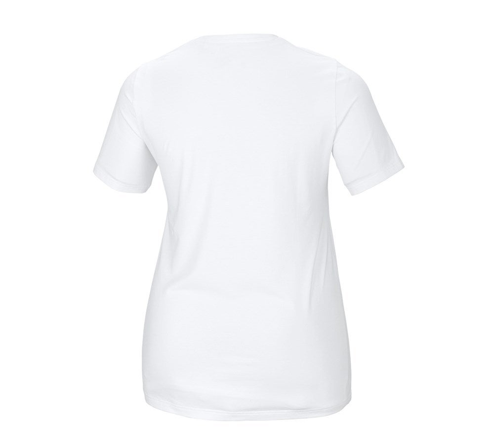 Secondary image e.s. T-shirt cotton stretch, ladies', plus fit white