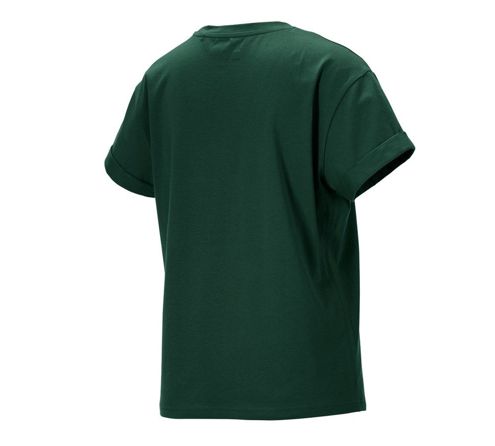Secondary image e.s. T-shirt cotton stretch rolled sleeve, ladies green